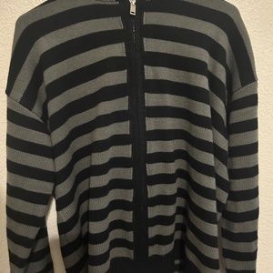 y2k grunge striped hoodie black and grey women's